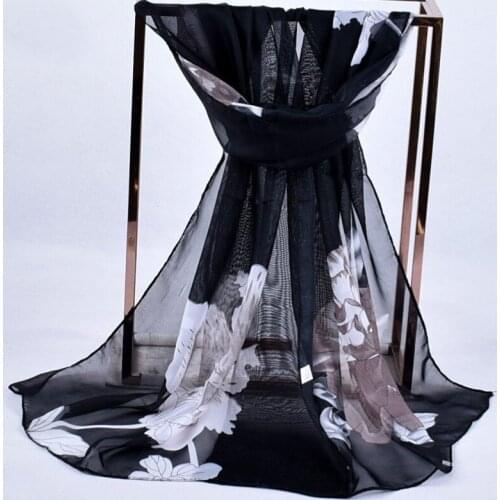 2020 FAL/WIN Refreshing Floral Flower chiffon scarf silk square hijab cool shawl ladies foulard femme Scarves hair bufanda mujer