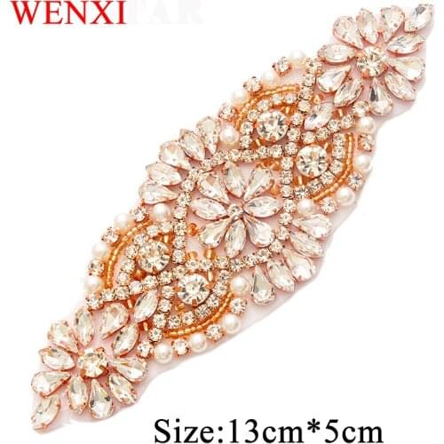 WENXI 2PCS Handmade Bride Gown Sash Crystal Rhinestones Appliques For Wedding Dress Belt DIY Bridal Sash Accessory WX850