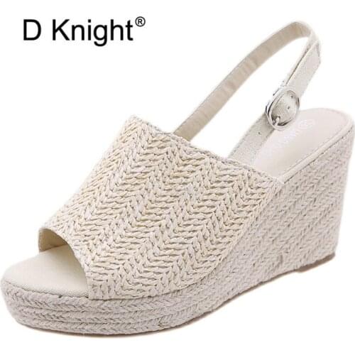 New Arrivals 2021 Summer Ladies High Heels Espadrilles Sandals Fashion Peep Toe Platform Gladiator Wedges Sandals For Women Hot