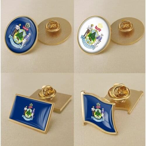 Seal of Maine State of United States of America Flag Lapel Pins/Broochs/Badges