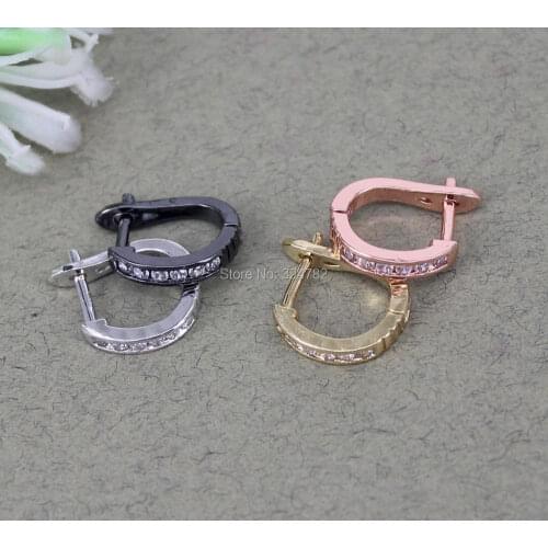 10Pairs Metal Copper Cubic Zirconia Clip On Earring,Micro Pave CZ Ear Clips For Jewelry Making,Earring supplies