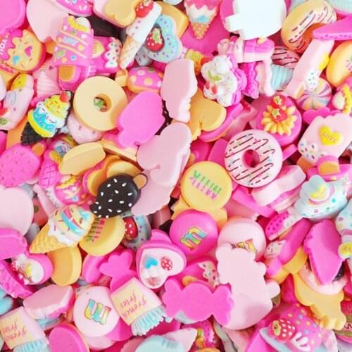 120pcs Resin Charms Mixed Assorted Candy Sweets Flatback Slime Nail Art Decorations Resin Manicure Acrylic 3D Accessories Tool
