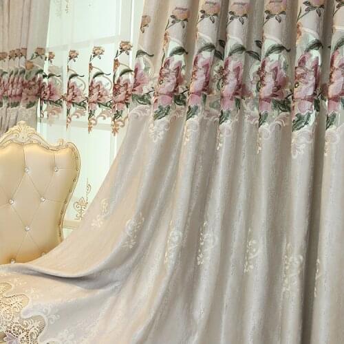 2021 New Modern Simple European Style Semi-shading Embroidery Curtain Curtains Finished Living Room Dining Room Bedroom Curtains