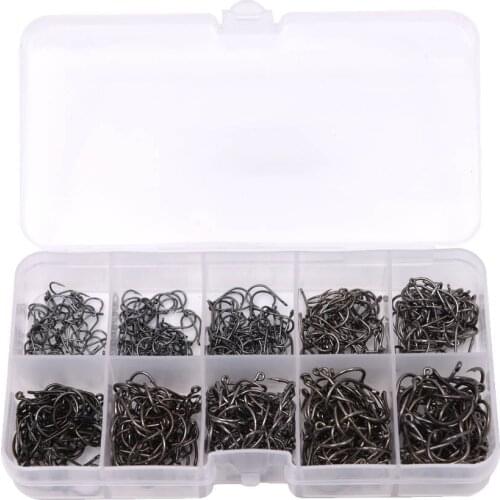 500pcs/lot Carbon Carp Fishing Hooks Set Size 3# -12# Freshwater Saltwater Fishhooks Offset Gaff Carp Fishing Hook Tackle Box B4
