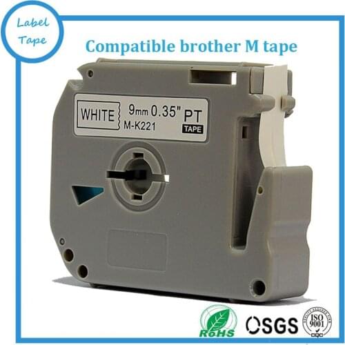 5pk/lot M-K221 MK221 P TOUCH Black on White 9mm label tapes for Ptouch thermal label printer MK-221