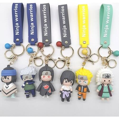 Anime Naruto Figure Keychain Cartoon Uzumaki Naruto Kakashi Q Version Figure Keyring Kawaii Bag Pendant Silica Gel Kids Toy Gift