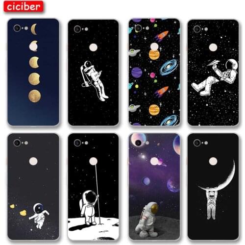 Space Astronaut Phone Case For Google Pixel 4 5 3 2 XL Cover for Pixel 3a 4a XL Soft Silicone TPU Shockproof Protect Back Fundas
