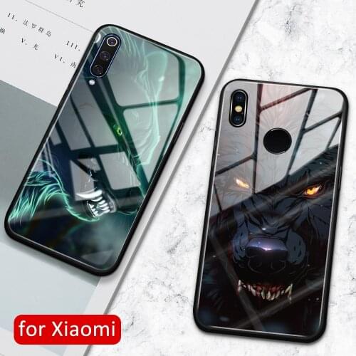 Case for Xiaomi 8 se glass back cover case animal wolf case for Xiaomi mi 8 8se lite explorer mi 9 9se mix 2 2s 3 CC9