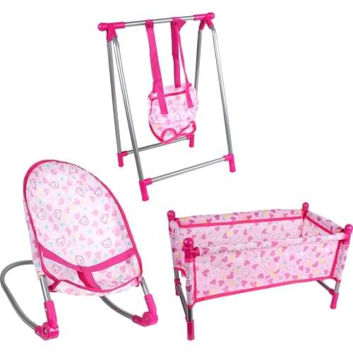 Baby Pretend Furniture Bed Crib Swing Bouncer Rocking Chair for Doll Supply