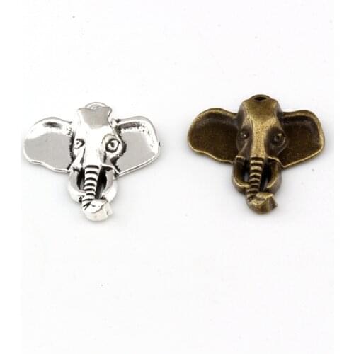 Elephant head Charms Pendants 100Pcs/lots 22.8x26.2mm Zinc Alloy Fashion Jewelry DIY Fit Bracelets Necklace A-296