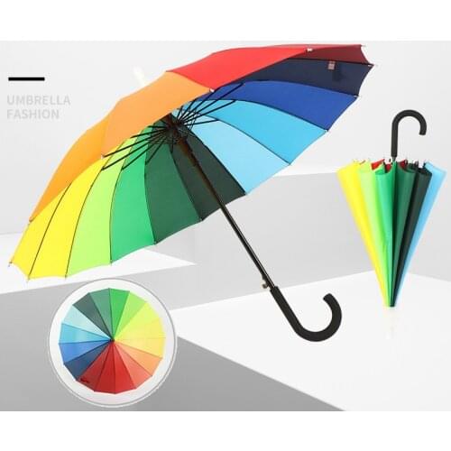 Hot Sale Travel Rainbow Umbrella Rain Mens Brand 16K Windproof Long Handle Umbrellas Women Fashion Colorful Paraguas