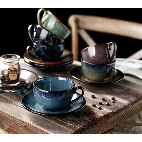 250ml ceramic latte mug coffee cup Kiln change Porcelain cup and saucer creative starry sky cups breakfast milk drinking cup