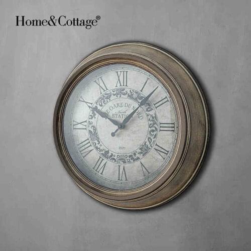 Classic North European style retro Roman iron wall clock creative clock art clock personality living room wall wall wall clock