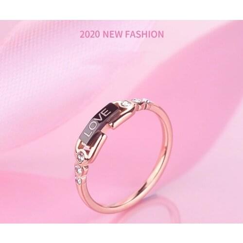 Titanium Steel Ring Female Day Personality Concise Love Rose Gold No Fade Ornaments