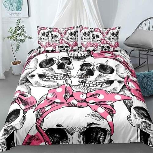3D skull printed bedding set king size duvet cover and pillowcase bedding luxury home textiles for halloween decoration