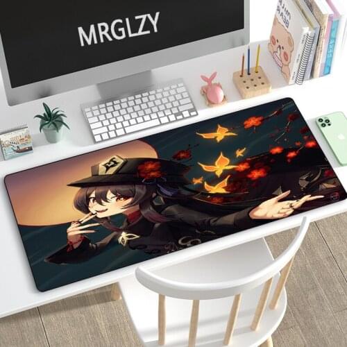 MRGLZY Multi-size Anime XXL Mouse Pad Genshin Impact HuTao Gamer Large Desk Mat Computer Gaming Peripheral Accessories MousePads