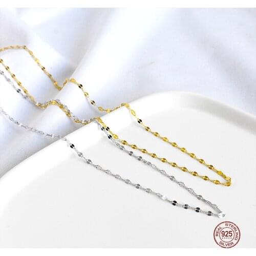 LKO Fashion Simplicity Water Wave Clavicle Chain Necklace 925 Sterling Silver For Women Necklace DIY Jewelry Making Accessories
