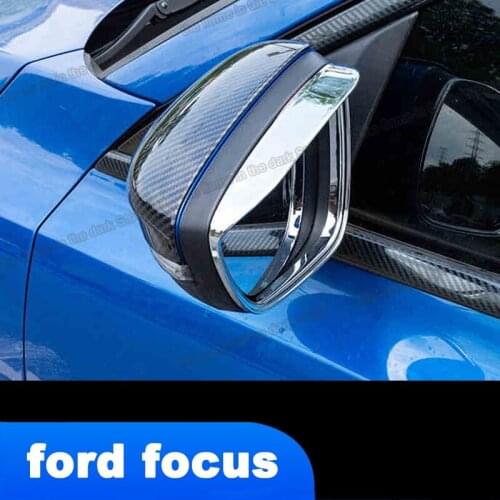 Lsrtw2017 Car Rearview Rain Shield Trims Accessories Carbon Fiber Chrome Styling for Ford Focus MK4 2019 2020 2021