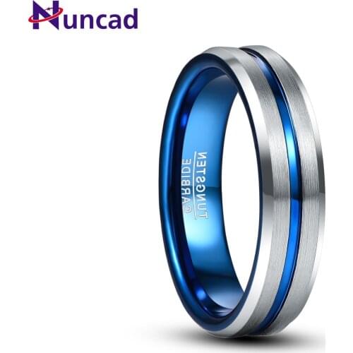 Fashion 6mm Matte Blue Groove Men Tungsten Rings Tungsten Carbide Engagement Rings Bijoux de Luxe AAA Quality