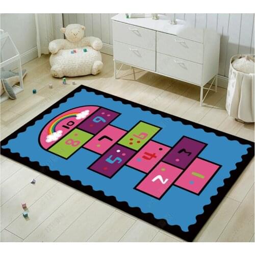 RULDGEE Childrens Cartoon Hopscotch Carpet Bedroom Full Bed Bedside Blanket Kindergarten Early Education Baby Crawling Mat