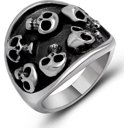 Skull Skeleton Head Man Finger rings High Quality Titanium Steel Ring Big Punk Rock fashion jewelry gift dropshipping