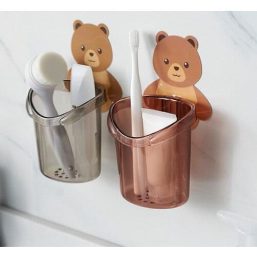 Cartoon Cute Animal Toothbrush Mount Home Decoration Bathroom Accessories Holder Wall Suction Cup Toothpaste Storage Rack