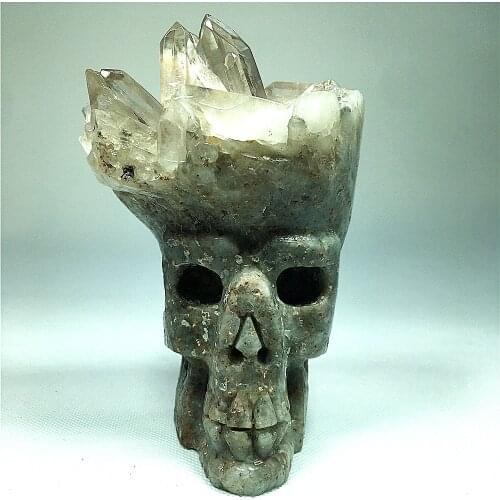 Natural Quartz Crystal Cluster Skulls Wicca Raw Energy Healing Stones Specimen Room Crafts Decoration Gifts