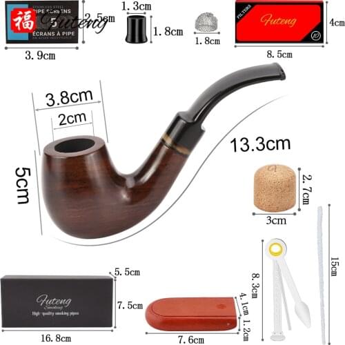 FUTENG New 1 Smoking Set Wood Smoking Pipe Ebony Tobacco Pipe with Pipe Accessories Mens Gadget Gift Birthday