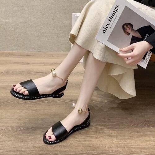 New Summer Womens Beaded Pearly Sandals Slippers Shoes Women Ladies Flats Sandals Flip Flop Casual Flat Slingback Sandals Shoes