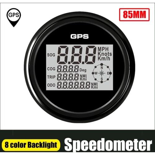 85mm GPS Speedometer Odometer 0-999 knots km/h mph SOG COG Speed Meter With 8 Color Backlight For Car Boat Truck Marine 9-32V