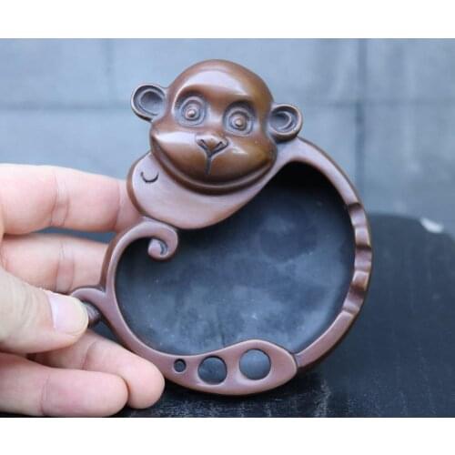 4.7 inches 12 cm pure red Copper Chinese Zodiac Animal Money Statue ashtray Brush Washers Bronze Decoration Home Gift