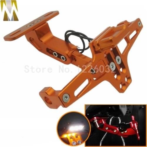 Adjustable Angle License Number Plate Frame Holder Bracket Motorcycle lights For Yamaha Kawasaki
