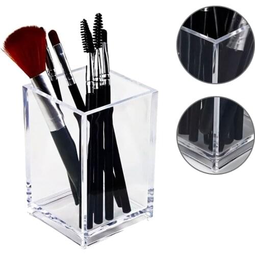 Crystal Clear Desktop Organizer Pen Holder Multi-functional Organizer Plastic Pencil Holder Pen Cup Makeup Brush Holder