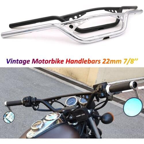 22mm 7/8'' Motorbike Steering Wheel Handlebar Handle Bars for Cafe Racer Bobber Sportster Chopper Royal Enfield Street Bikes