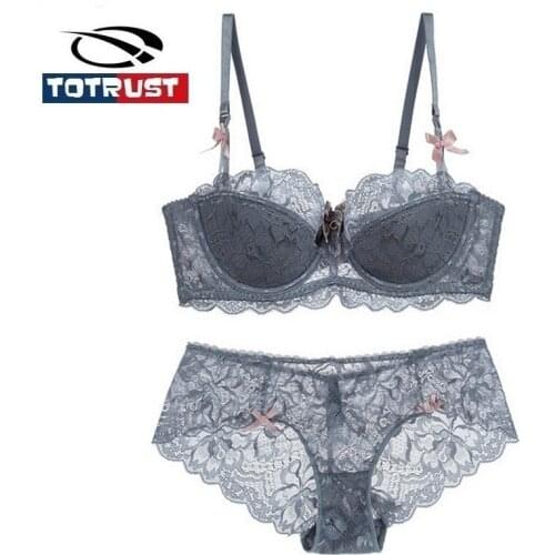 Sexy Lace Bra Set 2020 New Elegnt Slim Sexy Women Bra Set Ultra-Thin Transparent Lace Bra Bow Women Underwear Set Lingerie