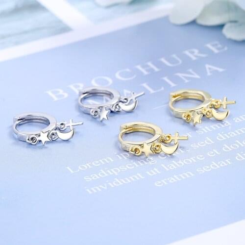 925 Silver Ear Buckle Hanging Pendientes Hoop Earrings Korean Fine Personality Jewelry For Lovers' Couples Party Engagement