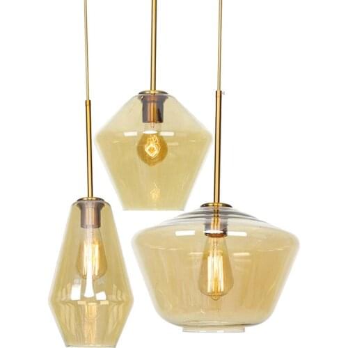 Nordic Postmodern Indoor Table Bedside Lightweight Fashion Glass Gold Pendent Light For Room Hanging Lamp Led 220 Light Fixtures