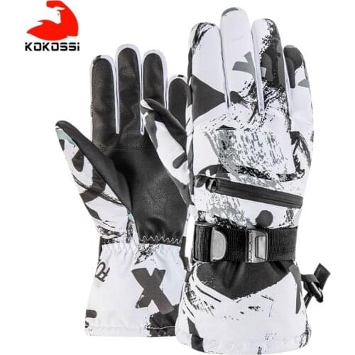 KoKossi Thermal Ski Gloves Men Women Winter Fleece Waterproof Warm Snowboard Snow Gloves 3 Fingers Touch Screen for Ski Riding