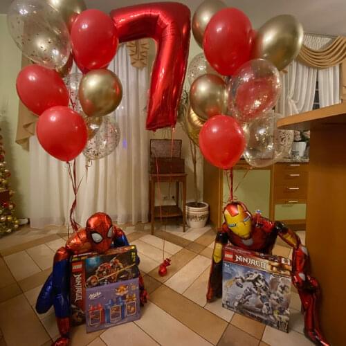 12Pcs/Set 3D Super Hero Spider Iron Man Foil Balloons 30inch Number Globos Children Birthday Party Decorations Kids Toys Gift