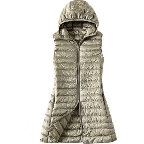 Down Womens Vest Duck Jacket Woman Hooded Spring Autumn Ultra Light Sleeveless Coat Plus Size Chalecos Para Mujer J4041