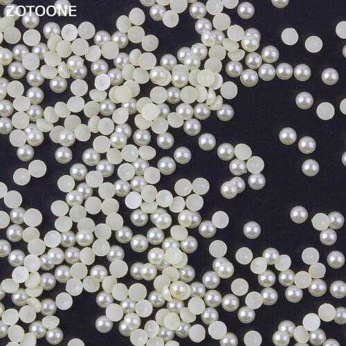 ZOTOONE 1000pcs Light Yellow Pearls for Handicrafts Rhinestones for Fabric Flat Back Rhinestones on Clothes Needlework Nail Art