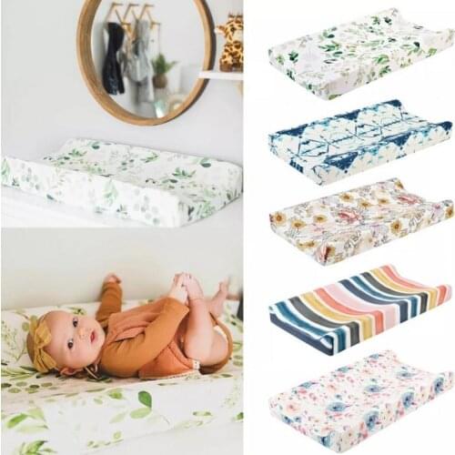 1PCS Baby Changing Pad Cover Floral Print Fitted Crib Sheet Infant Or Toddler Bed Nursery Unisex Diaper Change Table Sheet 2021