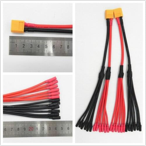 10pcs/lot XT60 Female Connector to 6* 3.5mm Banana Female Parallel Charger Cable Extension Y Splitter DZ0132