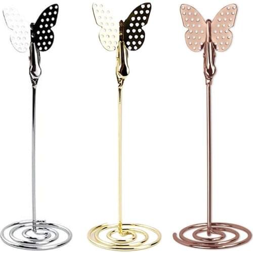 10pcs Iron Place Card Holder Kawaii Butterfly Photo Clip Cool Wedding Party Desktop Decoration Table Number Stand Party Supplies
