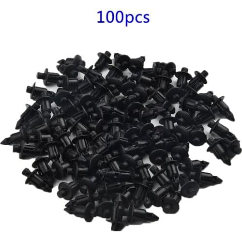 100pcs 6mm Black Plastic Auto Fastener Clip Car Rivet Bike Fairing Trim Panel Fastener Clips For Honda Suzuki GSXR