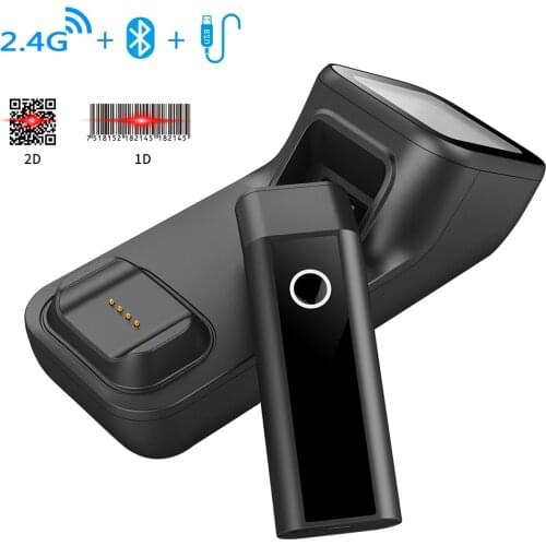 2D Bluetooth 2.4G Wireless USB 3 in 1 Portable Barcode Scanner,Scan Automactically,with Charge Base,16MB Storage Space