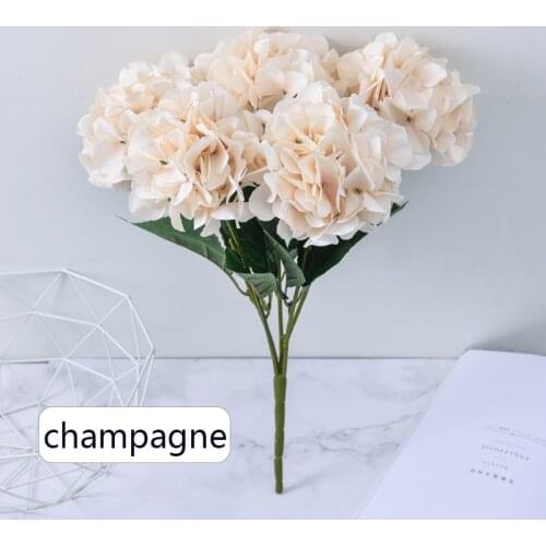 45CM Artificial Flowers Hydrangea 5 heads Silk hydrangea Bouquet European Home Decor Wedding decoration flower wall garden fence