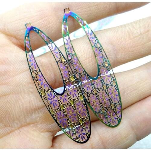 Wholesale 2020 hot 100% Stainless Steel Rainbow plating pendant DIY Charm for Jewelry making necklace earrings Accessories 5pcs