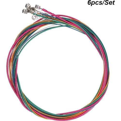 6pcs/Set Rainbow Colors Colorful Acoustic Guitar Strings Musical Instruments Replacement Steel Chord Wire guitar accessories