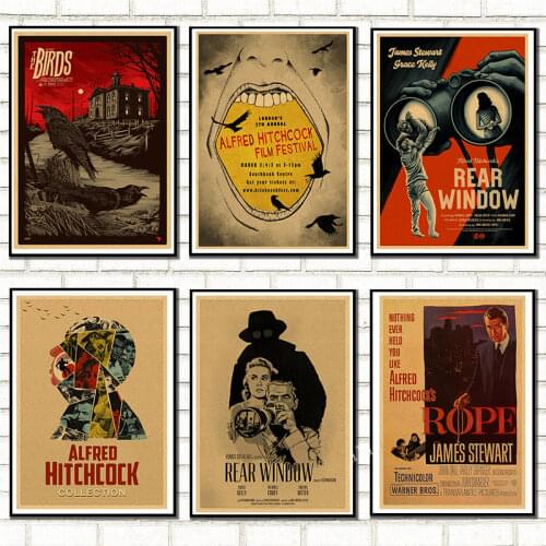 The Birds Alfred Hitchcock Movie Poster Home Furnishing decoration Kraft Movie Poster Drawing core Wall stickers